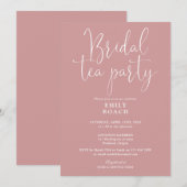 ダスティ ローズ ピンクのエレガントな ブライダル ティーパーティー シャワー 招待状 (正面/裏面)
