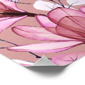 ダスティ ローズ ピンクの花の確認歓迎サイン ポスター (角)