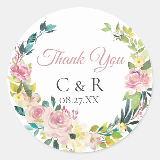 ダスティ ローズ フラワー リース オーダーメイド ウェディング ラウンドシール (正面)