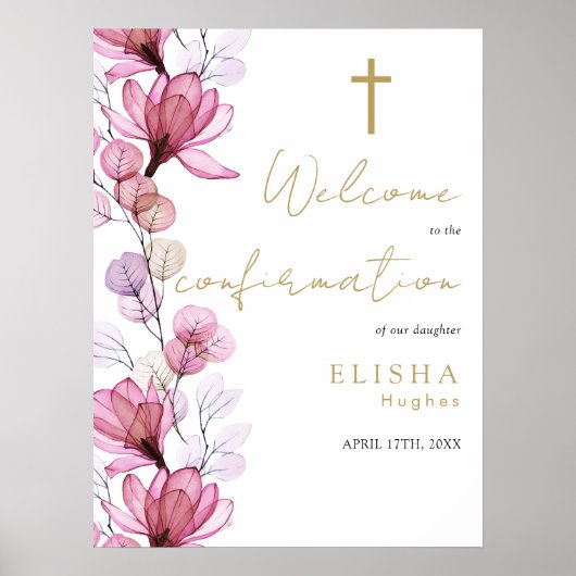 ダスティ ローズ フラワー 確認 ウェルカム サイン (正面)