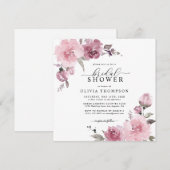 ダスティ ローズ ブラッシュ モーブ フラワーフェスティバル ブライダルシャワー 招待状 (正面/裏面)