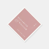 ダスティ ローズ ミニマリスト エレガント モノグラム ウェディング スタンダードカクテルナプキン (角)