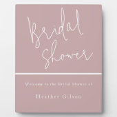ダスティ ローズ モーブのウェディング シャワーのお出迎えエントランス フォトプラーク (正面)