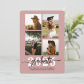 ダスティ ローズ 4 フォト コラージュ 卒業発表 招待状 (スタンド正面)