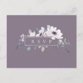 ダスティ ヴァイオレット フラワール ウェディング RSVP ソング リクエスト インビテーションポストカード