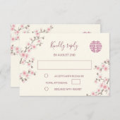 ダスティPInkさくらんぼブロッサム中国のRSVP結婚's 出欠カード (正面/裏面)