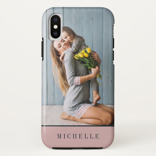 ダスティPInk |写真モノグラム（縦型） パーソナライズされた Case-Mate iPhoneケース (裏面)