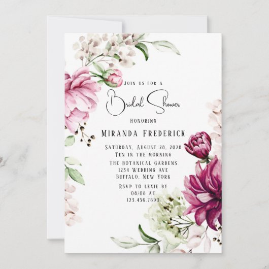 ダストバラと赤面ピンクピ絵を描オニーブライダルシャワー 招待状 (正面)