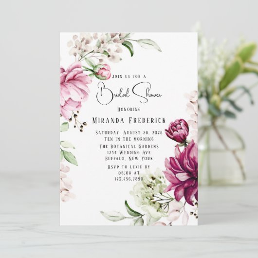 ダストバラと赤面ピンクピ絵を描オニーブライダルシャワー 招待状 (スタンド正面)