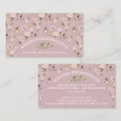 ダストピンクフラワーパターン植物性ベビーシッター 名刺 (正面/裏面)