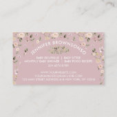 ダストピンクフラワーパターン植物性ベビーシッター 名刺 (裏面)