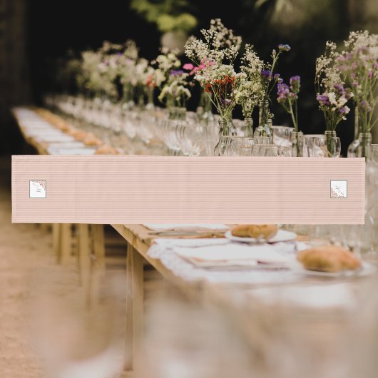 ダストピーチストライプテラコッタバタフライモノグラム ミディアムテーブルランナー