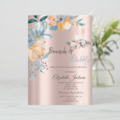 ダストブランチバラ、ワイン、バラ金ゴールドブライダルシャワー 招待状 (スタンド正面)