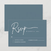 ダストブルーのミニマルな手書きスクリプトの出欠確認カード 出欠カード (正面/裏面)