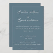 ダストブルーモダンミニマル結婚式招待状 招待状 (正面/裏面)