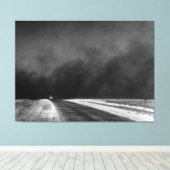 ダストボウルにテキサス州パンハンドルを運転する車 キャンバスプリント (インサイチュ (ウッドフロア))