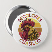 ダストレスなサンセットが描かれたDeColores Cursilloの雄鶏 缶バッジ (正面&裏面)