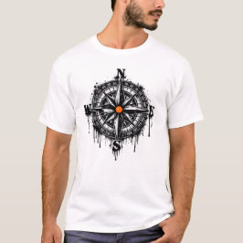 ダストレスブラックの航海用コンパス Tシャツ