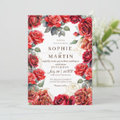 ダストレッドローゼス金ゴールド結婚フラワー 招待状 (スタンド正面)