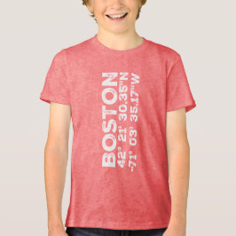 ダスト加工フォントのボストンと座標 トライブレンドＴシャツ