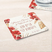 ダスト&レッドテラコッタボホユダヤ人チュッパ スクエアペーパーコースター (アングル)