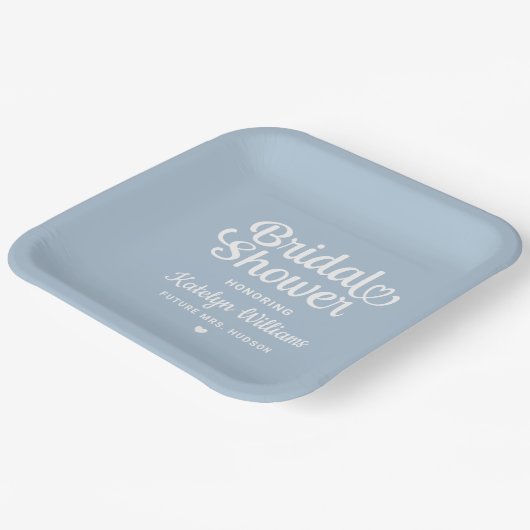 ダスパーソナライズされたティブルー結婚ズブライダルシャワー ペーパープレート (傾斜あり)