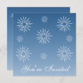 ダズリングスターズホリデー招待状ブルー 招待状 (正面/裏面)