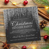 ダズルエレガントクリスマスホリデーパーティブラック 招待状