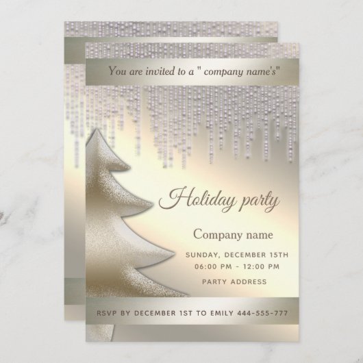 ダズルエレガントシャイ企業のクリスマパーティーinv 招待状 (正面/裏面)