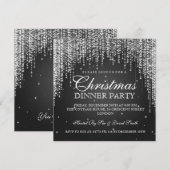 ダズルクエレガントリスマスホリデーパーティーブラック 招待状 (正面/裏面)