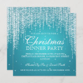 ダズルクリエレガントスマスホリデーパーティターコイズ 招待状 (正面/裏面)