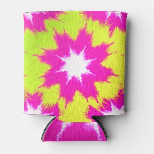 ダズルモダンバラグリーンイエロー絞り染め 缶クーラー (正面)