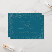 ダズル – ティール（緑がかった色）&ラストスターズ結婚式招待状 カード (正面/裏面インサイチュ)