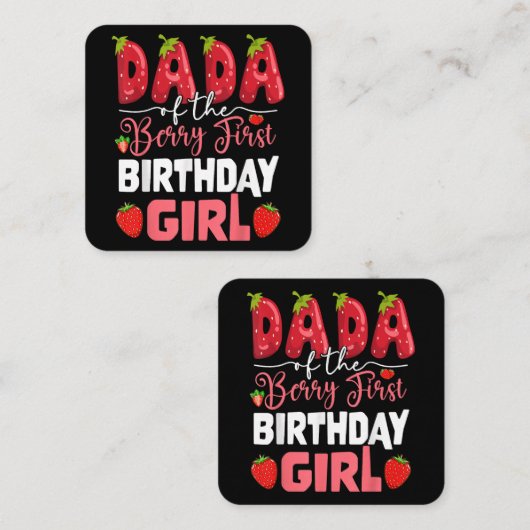 ダダオブザベリーファースト誕生日のガールストロベル スクエア名刺 (正面/裏面)