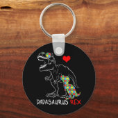 ダダサウルスレックス自閉症誇りを持ったパパ父の キーホルダー (正面)