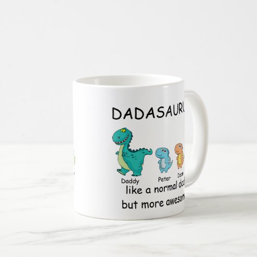 ダダサパーソナライズされたウルス最大3人の子供 コーヒーマグカップ (正面右)