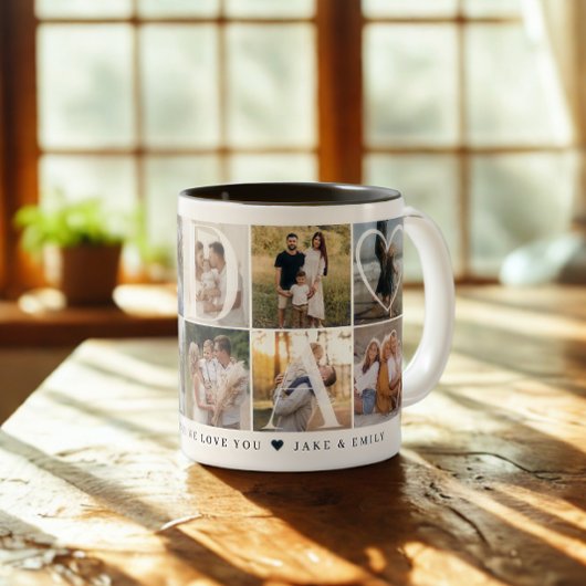 ダダモダンコラージュ、10フォトグリッド、ギフトforパパ ツートーンマグカップ