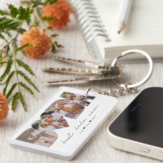 ダダ最高のーEver 4 Photo Collage First Father's Day キーホルダー (正面右)