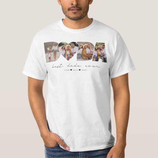 ダダ最高のーEver 4 Photo Collage First Father's Day Tシャツ (正面)