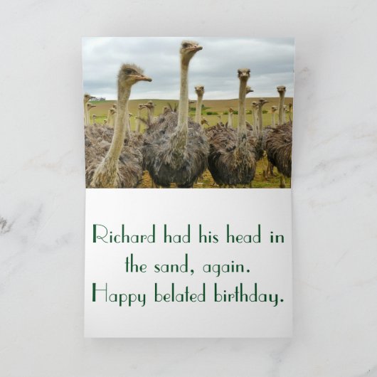 ダチョウおもしろいの誕生日カード カード (内部)