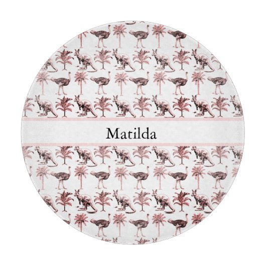 ダチョウとカンガルー、カスタマイズ可能 カッティングボード (正面)