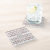 ダチョウとカンガルー、カスタマイズ可能 ガラスコースター (アングル)