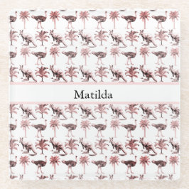 ダチョウとカンガルー、カスタマイズ可能 ガラスコースター