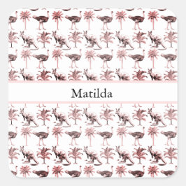 ダチョウとカンガルー、カスタマイズ可能 スクエアシール