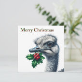 ダチョウとヒイラギのクリスマス シーズンカード (スタンド正面)