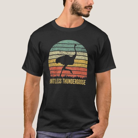 ダチョウの羽の無い雷鳥の動物の名前愚か Tシャツ (正面)