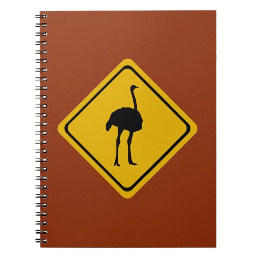 ダチョウの道路標識 ノートブック (正面)