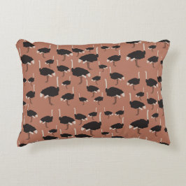 ダチョウイラストレーション模様 アクセントクッション