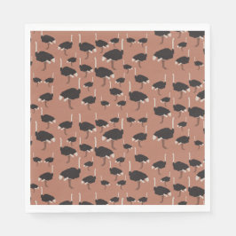 ダチョウイラストレーション模様 スタンダードランチョンナプキン