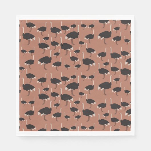 ダチョウイラストレーション模様 スタンダードランチョンナプキン (正面)